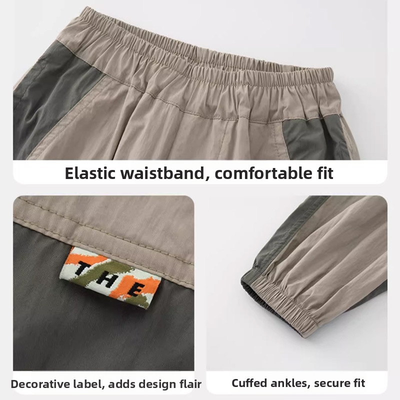 Trendige, farblich abgesetzte, mückenabweisende Freizeit-Sporthose für Jungen – ideal für den Sommer und als Jogginghose für Teenager._voghion.com