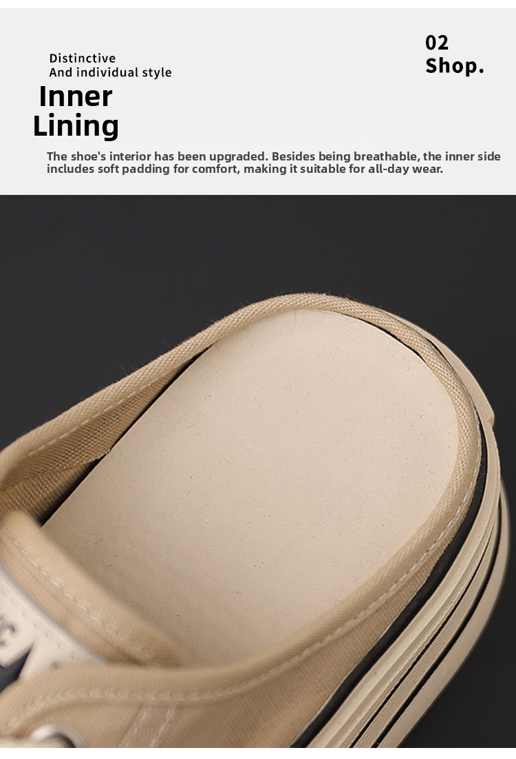 Sommar canvas mules för damer platta sandaler med stängd tå_voghion.com