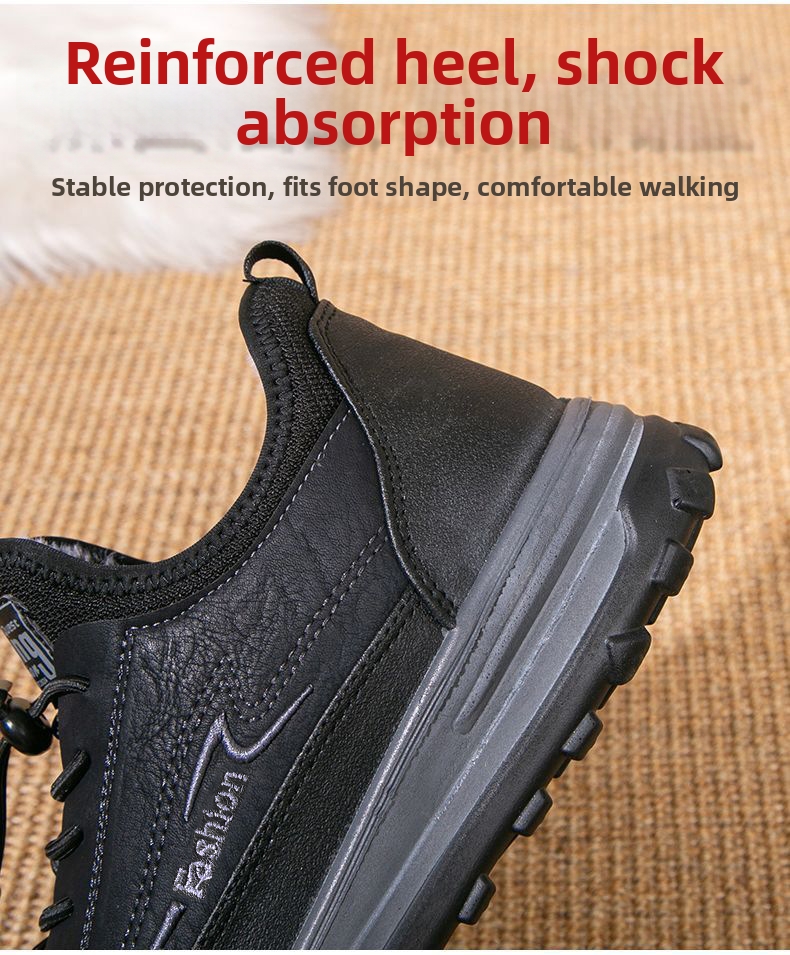 Scarpe Oxford invernali in cotone foderate in pile, nere, spesse, antiscivolo, con suola morbida, calde, per persone di mezza età e anziane, con lacci, in pelle scamosciata PU e microfibra_voghion.com