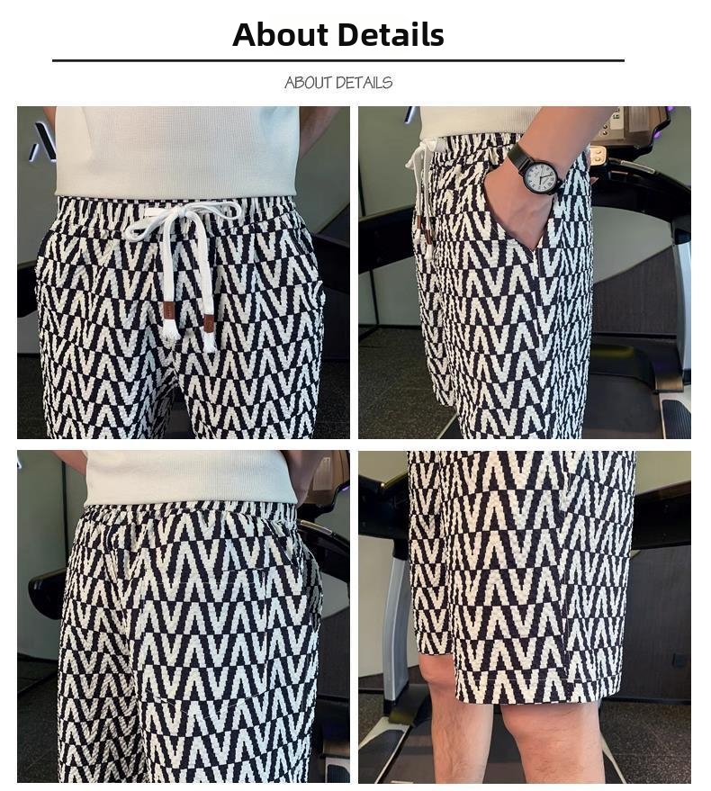 Men's Clothing Men's Striped Sporty Shorts Summer Trendy Cool Five Point Casual Pants Style For Formal & Casual For Women_viptrois.com