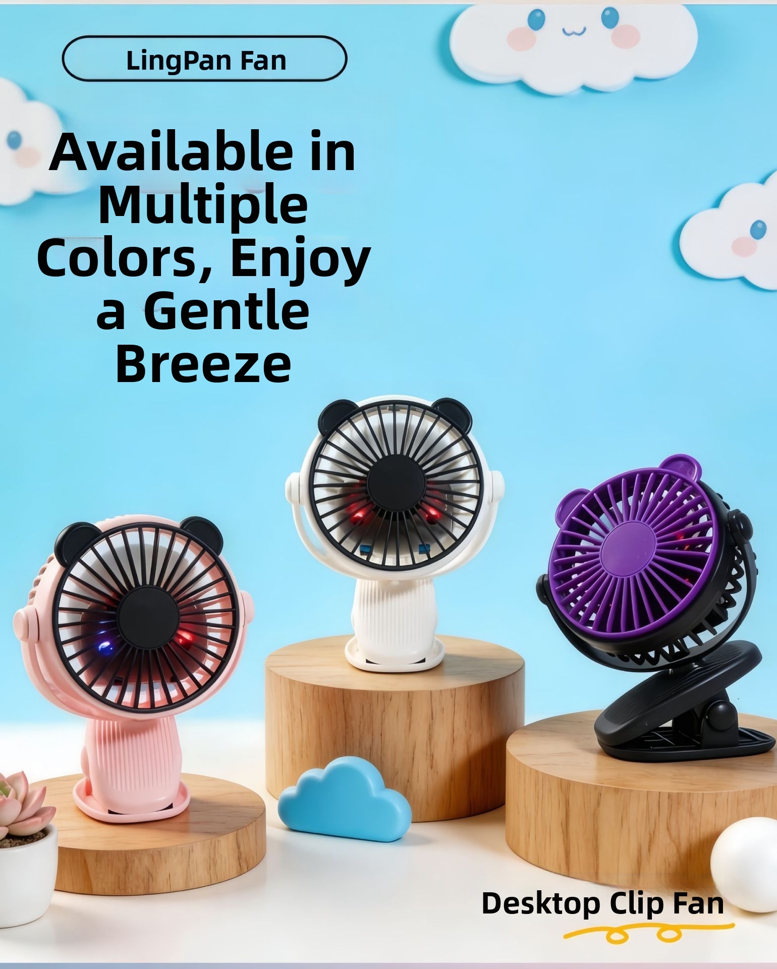Ventilatore portatile con clip USB, mini lampada da scrivania per dormitorio, passeggino, piccolo ventilatore per uso personale_voghion.com
