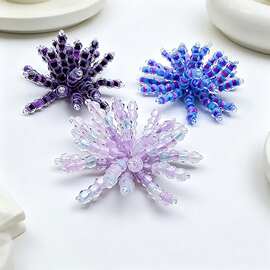 立体手工编织彩色水晶烟花花朵 diy发簪包包发饰服饰衣帽鞋花材料
