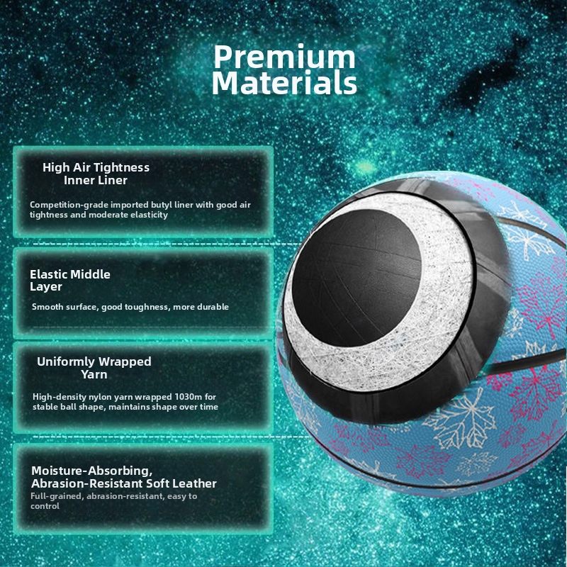Bola de Basquete que Brilha no Escuro para Mães e Filhos, Popular Bola de Couro PU para Adultos, Ideal para Treinamento Infantil e Educação Física. Diversão Personalizada para Crianças e Jovens._voghion.com