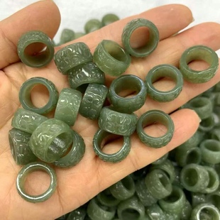 Hotan jade green yellow pendant pattern running ring handmade DIY small accessories bracelet pendant jade jewelry wholesale factory