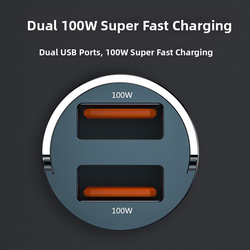 Nuovo caricabatteria da auto con anello di trazione, doppio USB, ricarica rapida, multifunzionale, accendisigari, mini accessorio di ricarica flash nascosto da 200 W_voghion.com