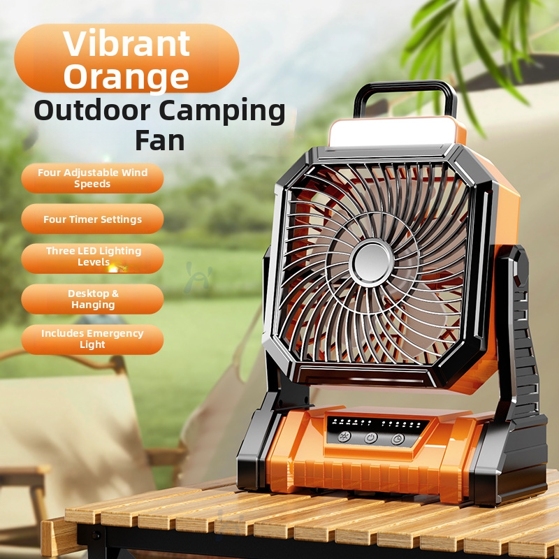 Ventilatore portatile da esterno per campeggio, grande capacità, ricarica di emergenza, con gancio per luce, ventilatore da soffitto per tenda e casa_voghion.com