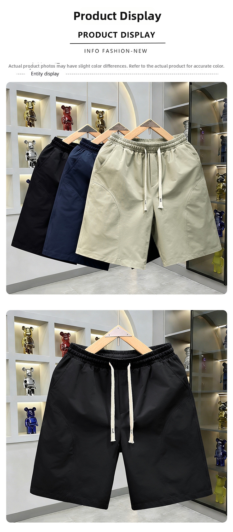 Men's Summer Sports Shorts Thin Loose Casual Five Point Pants Cool Stylish Solid Color_viptrois.com