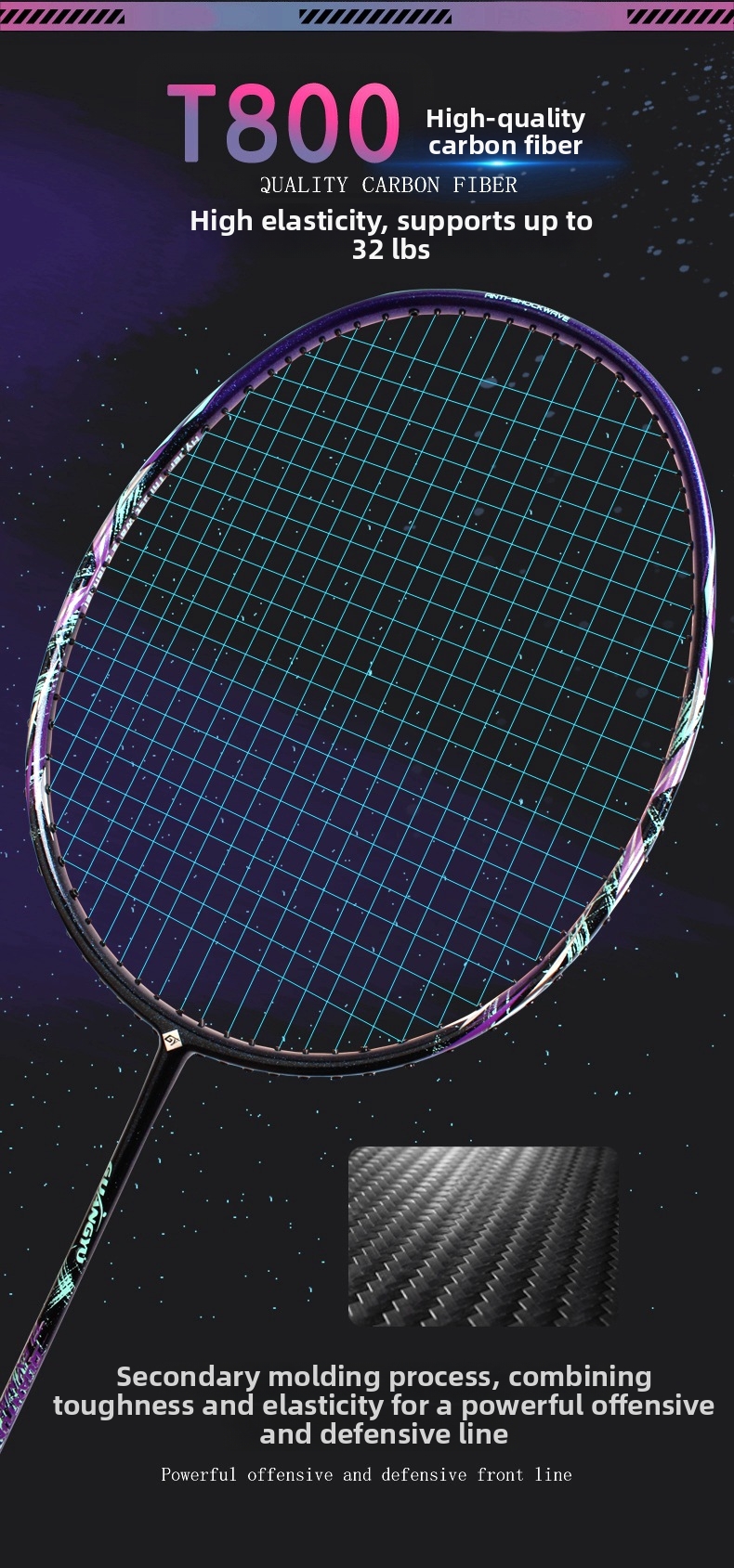 Badmintonracket Aus Kuelestofffaser Fir Hobby An Training_voghion.com