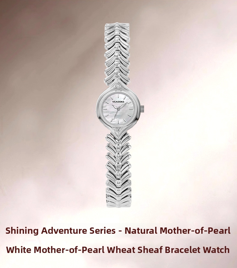 Guld damur quartz armbandsur med pärlemor urtavla retro stil_voghion.com