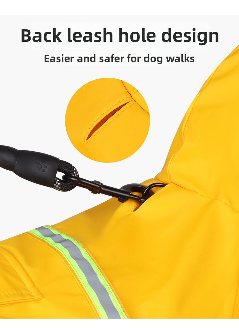Reflective Dog Raincoat Waterproof Hooded Pet Jacket For Walking_voghion.com