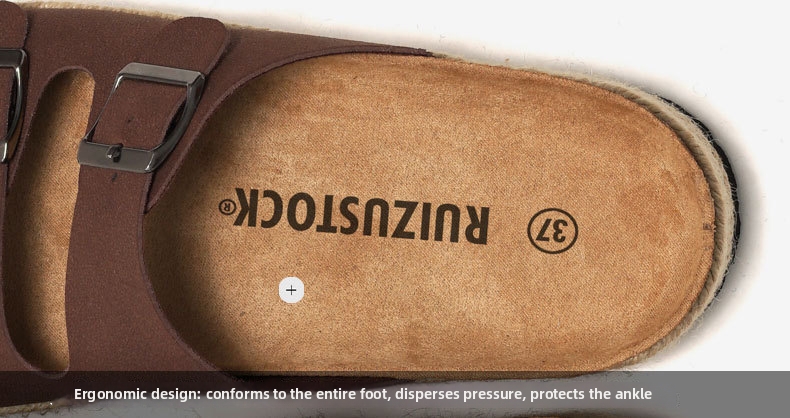 Women's Cork Slippers Beach Sandals With Thick Sole And Buckles_voghion.com