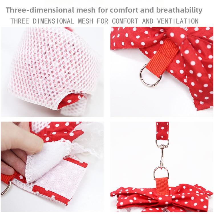 Conjunto de peitoral e trela para cães e gatos com laço_voghion.com