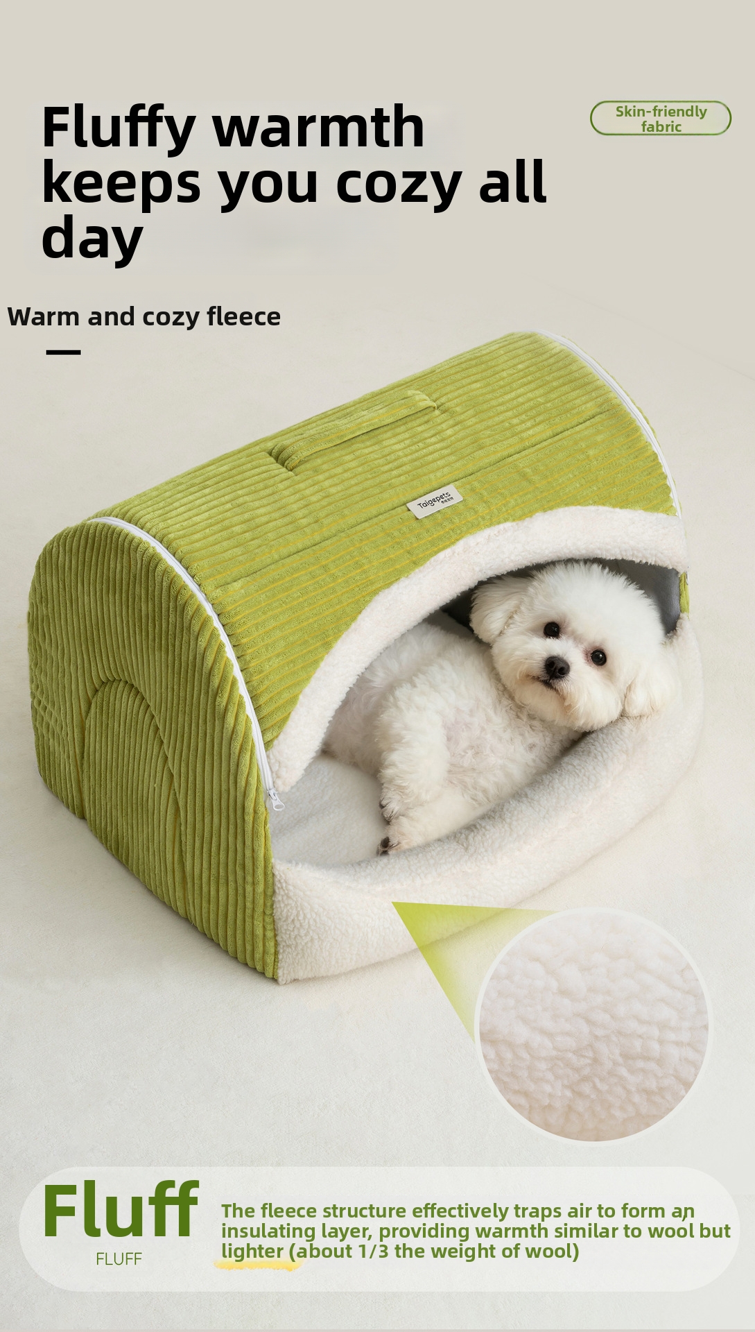 Warm Enclosed Dog Kennel For Medium And Large Breeds Washable Bed_voghion.com