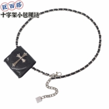 网红同款腰链包女链条腰带小包包装饰牛仔裤迷你皮质十字架小腰包