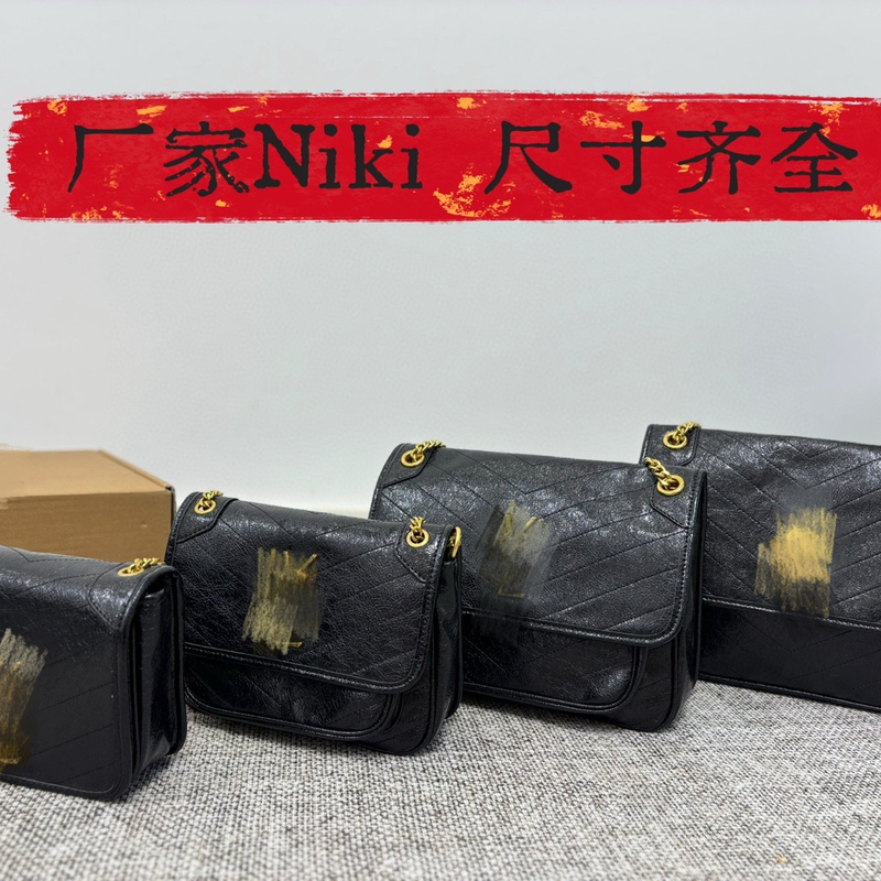 Leather D-Ring Yangshulin Women's Bag Niki Chain Bag Crossbody Bag Pleated Messenger Bag Oil Wax Leather Small Square Bag Shoulder Bag