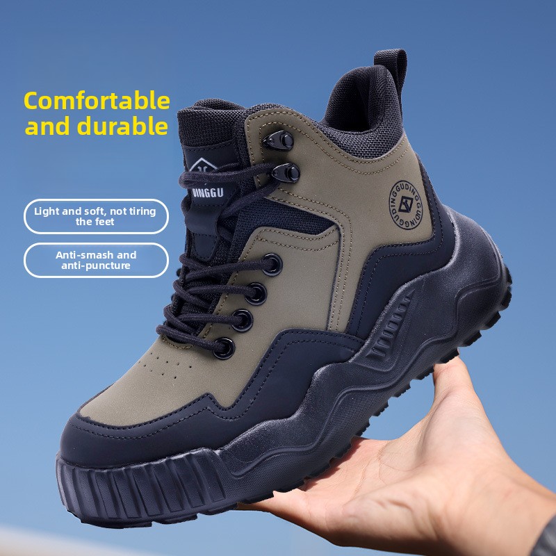 DG Mens Safety Work Shoes: Steel Toe, Anti-Puncture, Lightweight & Durable Job Site Boots For Construction And Industrial Use_voghion.com