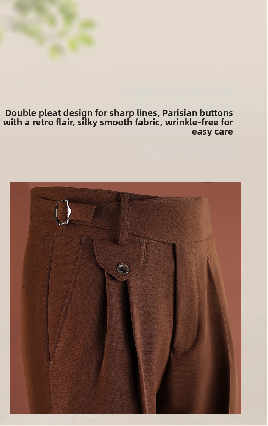 Men's Slim Fit Straight Leg Casual Dress Trousers Neapolitan Style British Style Wrinkle Free Perfect For Spring And Summer_viptrois.com