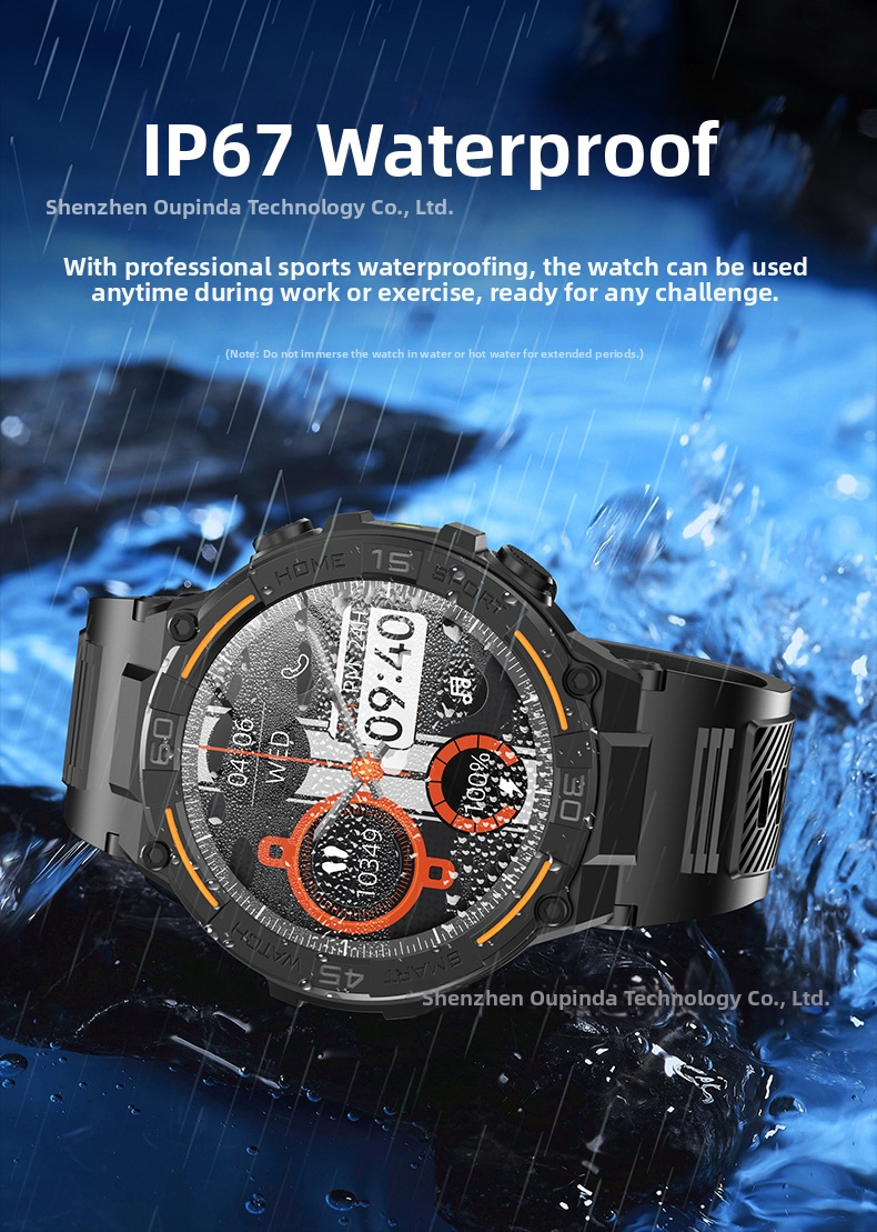 Smartwatch con luce LED, monitoraggio della frequenza cardiaca e della pressione sanguigna, schermo grande da 1,52 metri, impermeabile, chiamate Bluetooth, nuovo._voghion.com