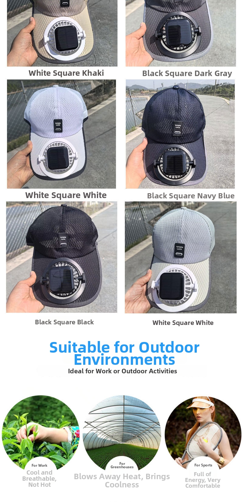 Solar Powered Fan Cap Unisex Breathable Mesh Hat For Summer Sun_voghion.com