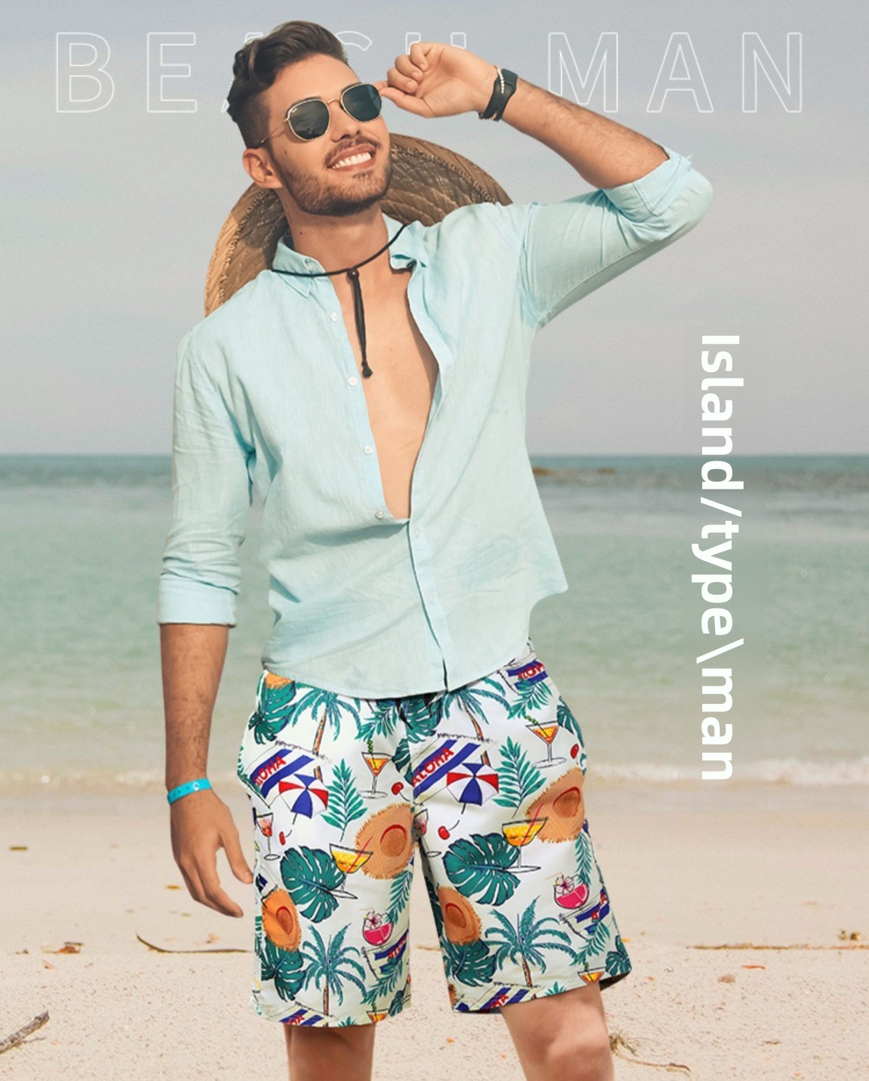 Short de plage pour homme, maillot de bain une couche anti-embarras, ample, idéal pour les sources thermales et la plage._voghion.com