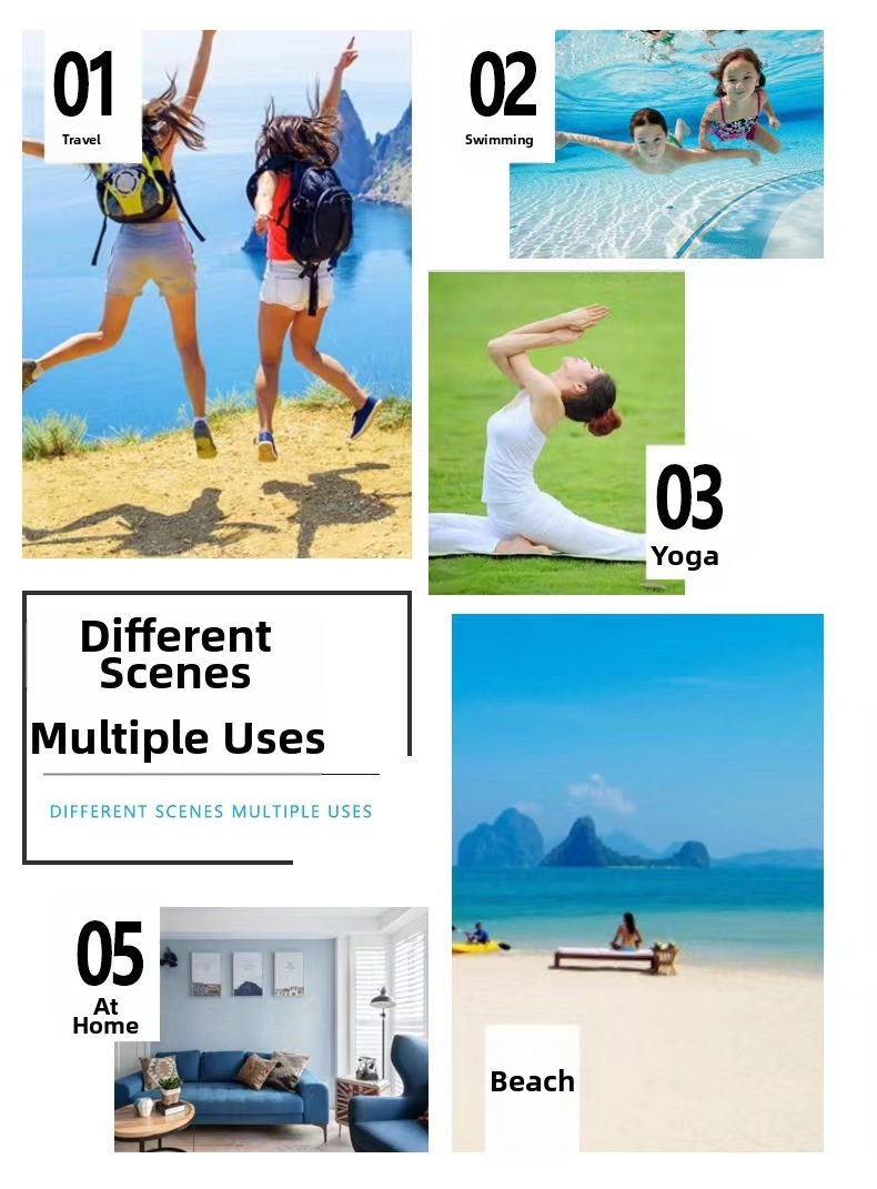 Double Sided Fleece Beach Towel Quick Drying Printed Microfiber For Swimming_voghion.com