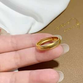 古法仿金牡丹花戒指女款哑光指环蝴蝶结戒子黄铜镀金首饰一件代发