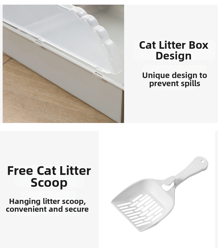 Semi Enclosed Cat Litter Box Detachable Splash Proof Tray_voghion.com