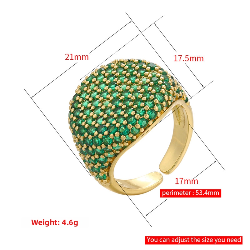 Adjustable Zirconia Ring Gold Plated Open Geometric Design_voghion.com