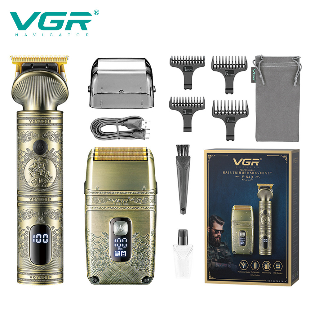 Set tagliacapelli elettrico VGR649 per uomo, rifinitore per capelli pettinati all'indietro, rasoio per la cura personale a casa._voghion.com