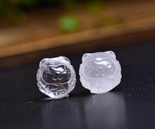 天然白水晶15mm雕刻小猫福猫diy配饰精品热卖推荐特价直播货源