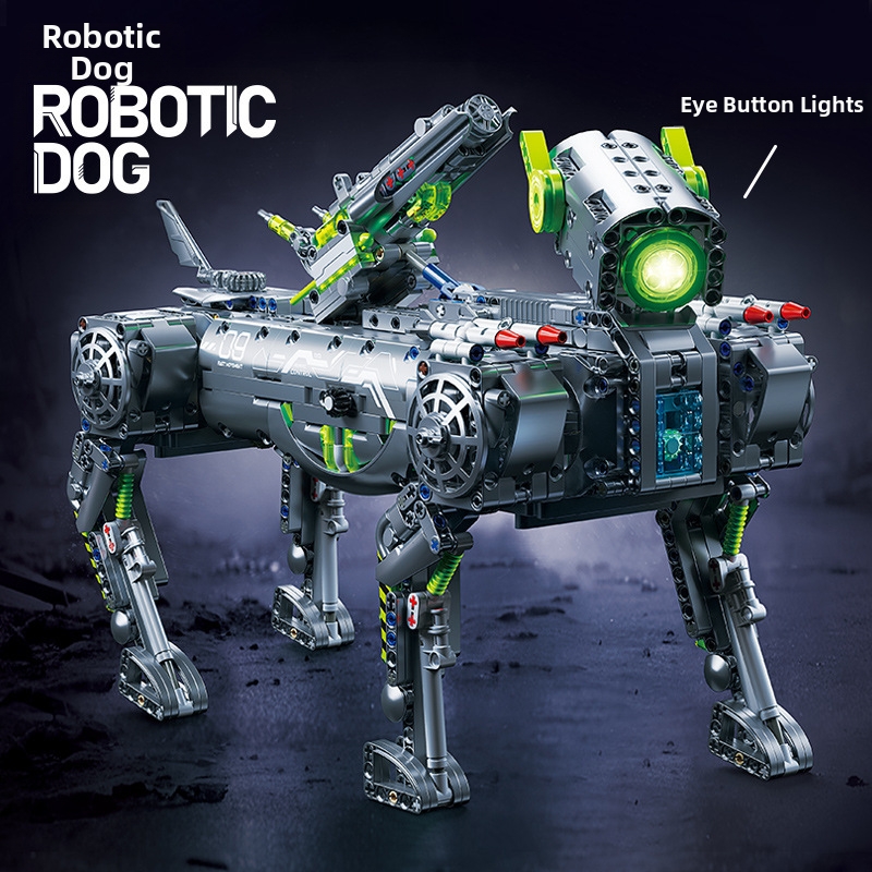 Compatible Remote Control Armed Mechanical Dog Modern Military Building Block Set Educational Toy Model For Children Gift_voghion.com