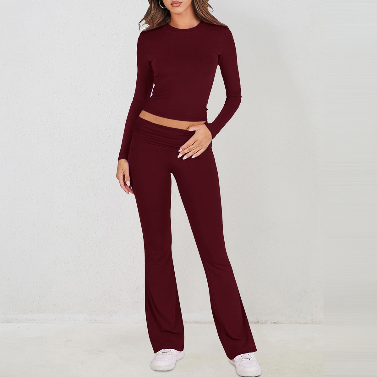 2026 New European and American Y2K Sports T-Shirt Long-Sleeved Yoga Pants Suit Women's Autumn and Winter Amazon Independent Station