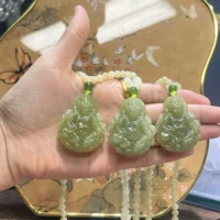 Jiyutang Natural Hetian Jade Laoyu Подвеска Хуан Кайшен Циншуй Подвеска и Подвеска Tian Jade с жемчужной цепью в прямом эфире