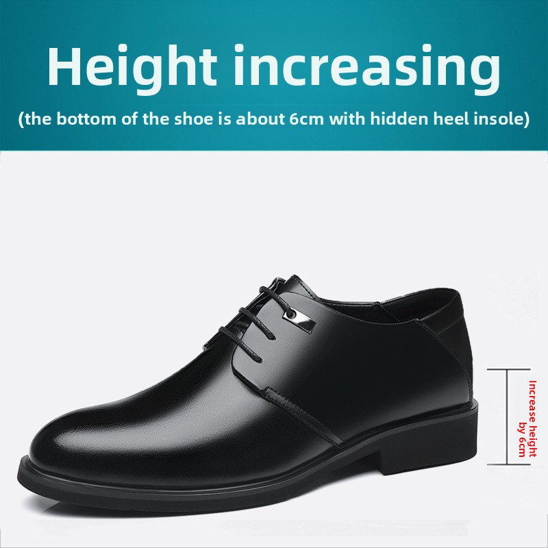 Men's Genuine Leather Dress Shoes With Hidden Heel And Lace-Up For Business_vogvips.com