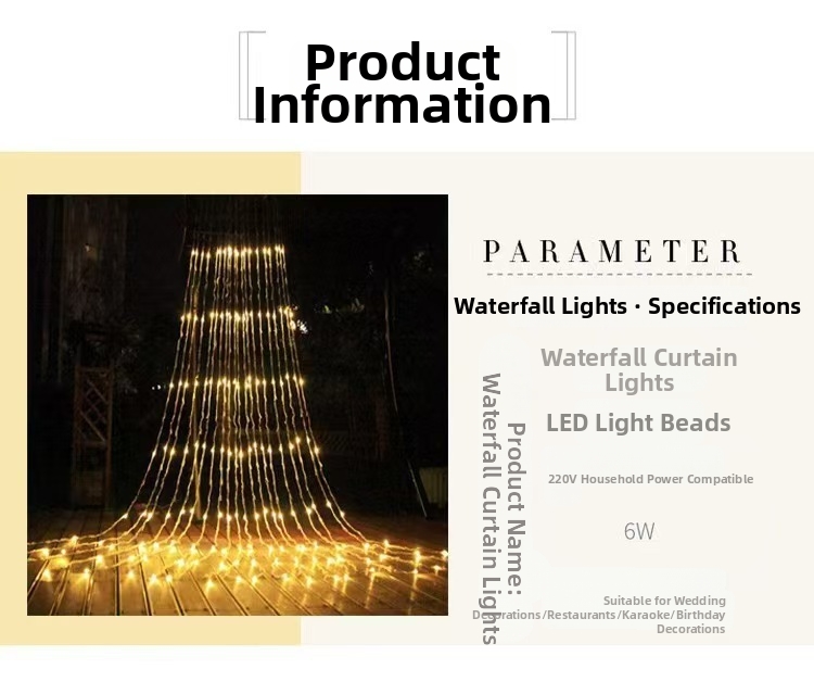 Led Curtain Light Festive Waterfall Decoration With Starry Effect_voghion.com