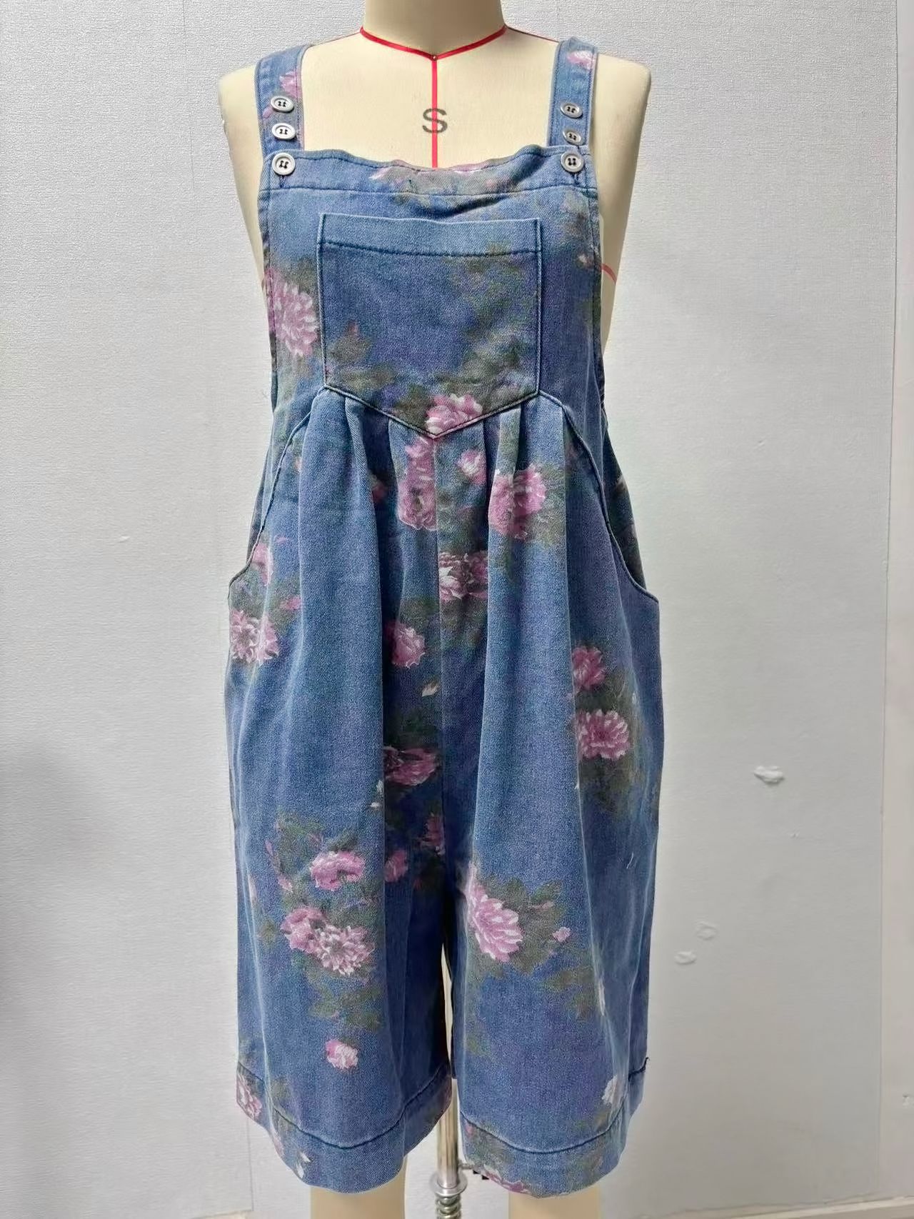 Women's Floral Print Casual Jumpsuit Sleeveless Overalls Fashionable Item Shorts_ecoleips.com