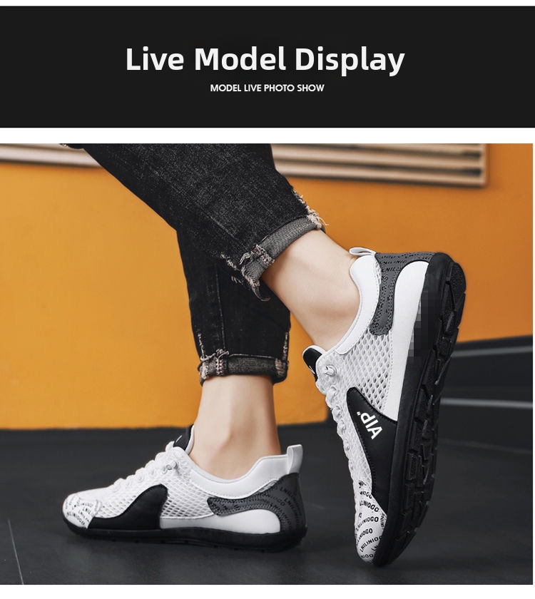 Baskets de sport homme été 2025 en maille respirante, décontractées et légères, chaussures de course blanches et noires à lacets Corkshoes_voghion.com