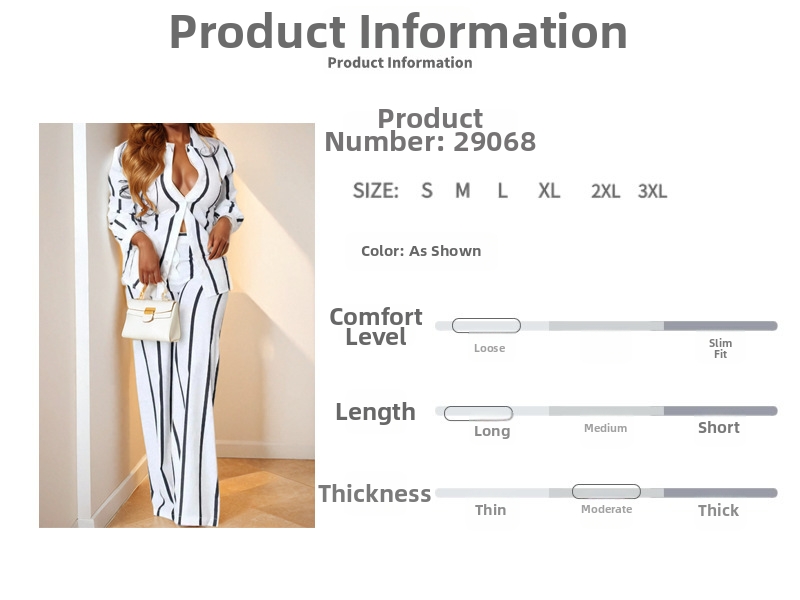 Spring Women's Clothing Striped Lapel Shirt And Trousers Set Casual Simple Clothing_ecoleips.com