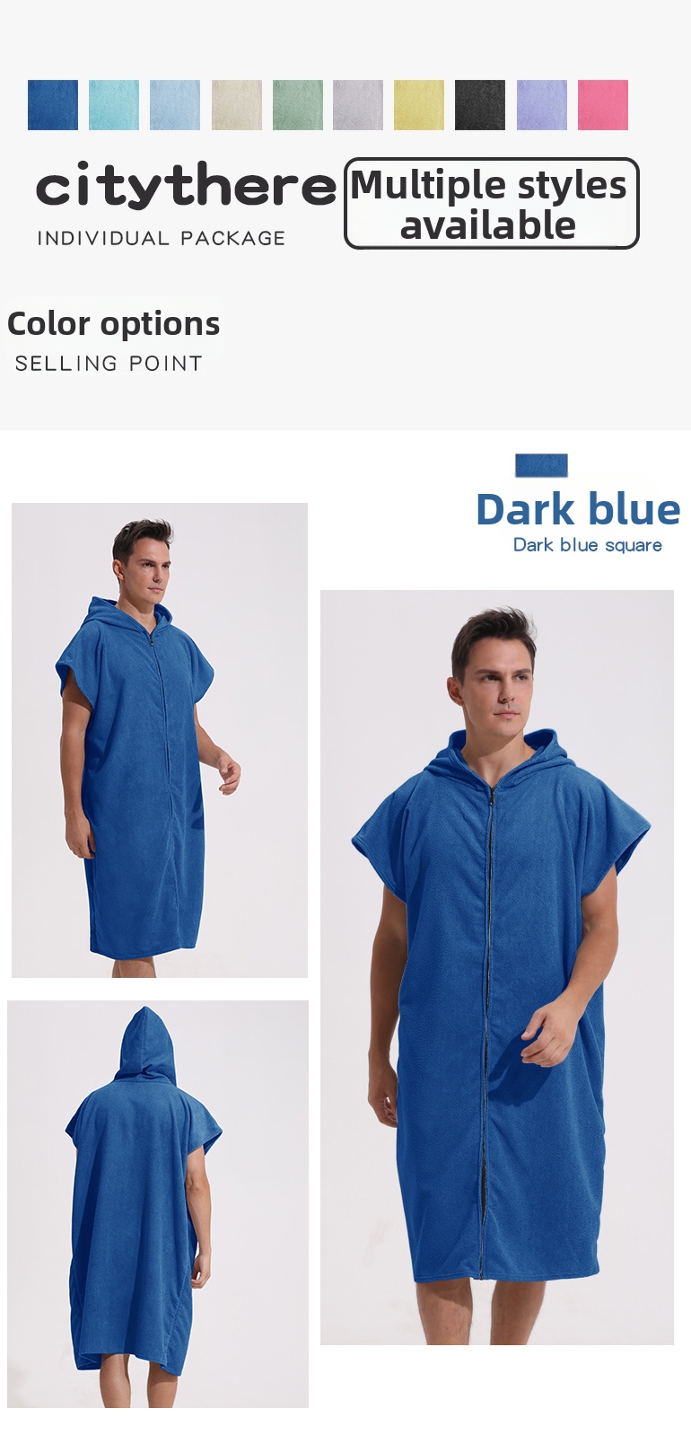 Serviette de plage unisexe croisée en microfibre avec fermeture éclair, idéale pour la natation et le surf, et peignoir de rechange._voghion.com