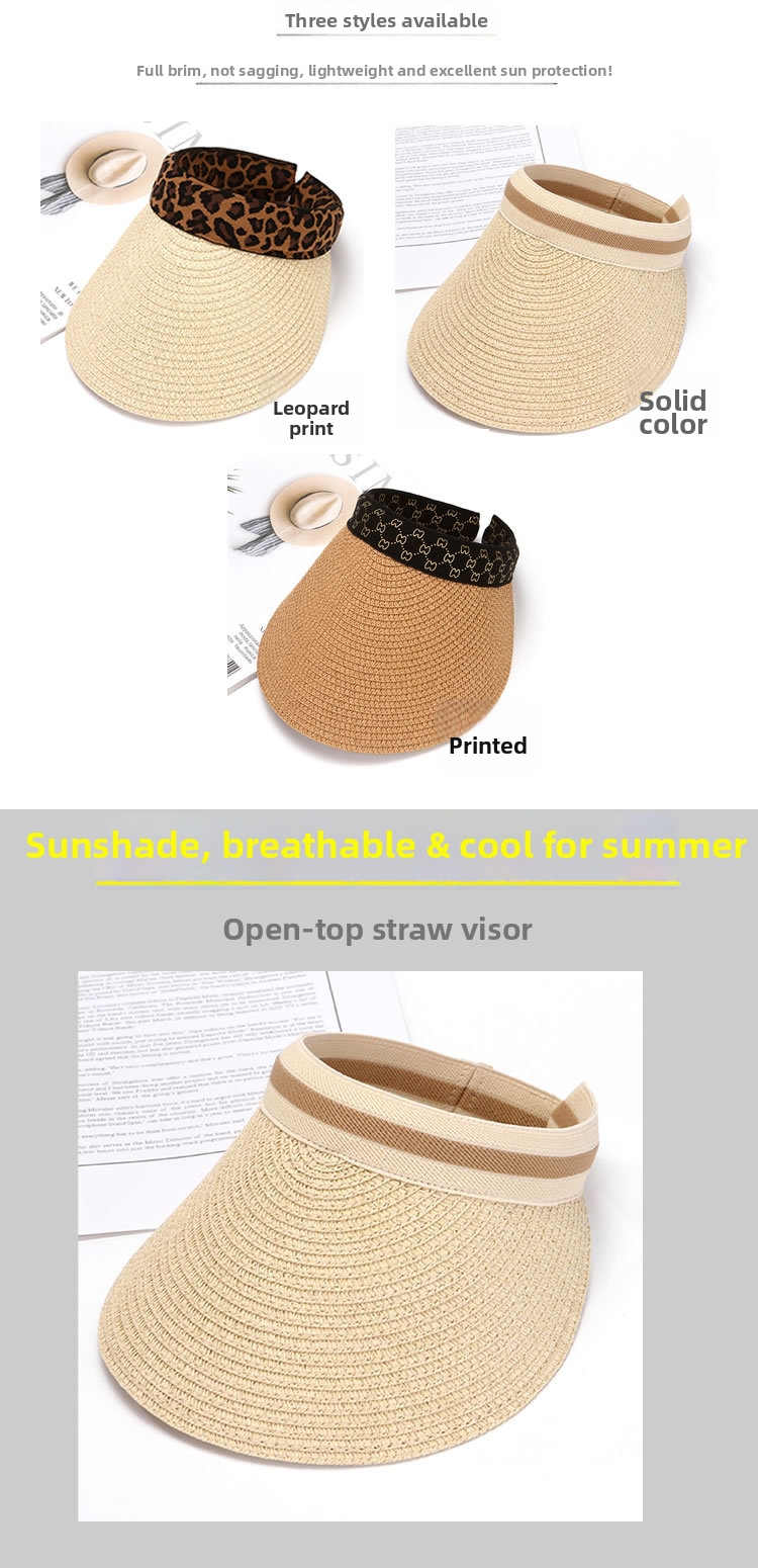 Damen Stroh-sonnenvisier Im Koreanischen Stil Für Den Strand_voghion.com