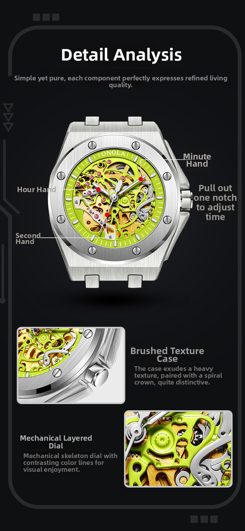 Men's Fully Automatic Mechanical Watch Fashionable Multi Color Silicone Strap Waterproof_voghion.com