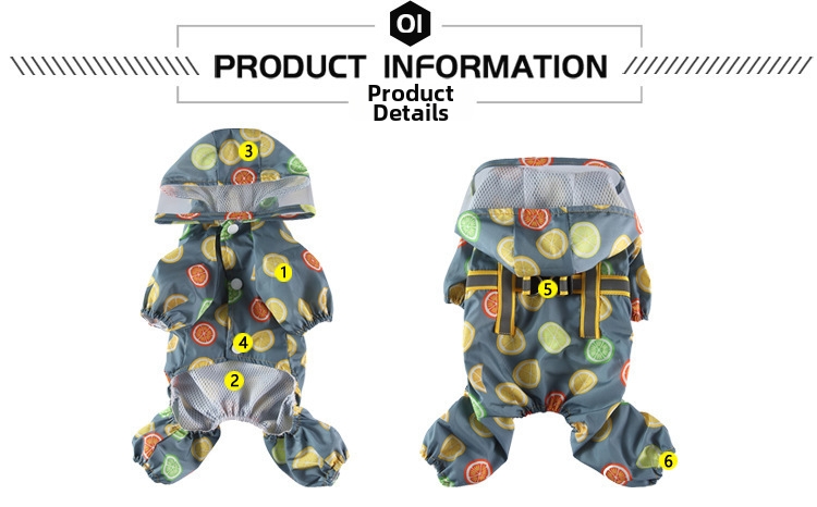 Impermeabile per cani a forma di animale, con protezione per la pancia e le zampe, per cani di piccola, media e grande taglia._voghion.com