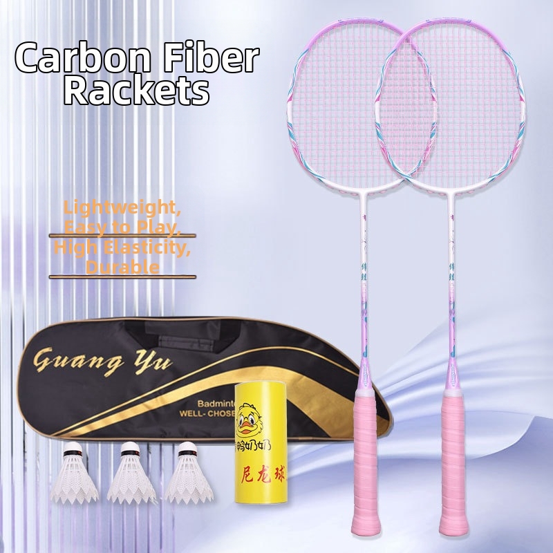 Ultralight Badminton Racket Set 6U Couple Entertainment Family Training 2 Pack Double Racket Sports Outdoor_voghion.com