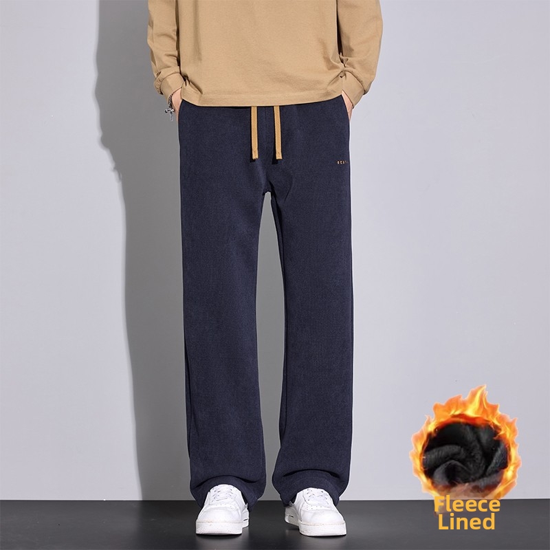 Herren-Chenille-Freizeithose, Herbst/Winter, gerades Bein, lockere Passform, Cargohose, Sporthose aus dickem Cord, lange Hose_voghion.com