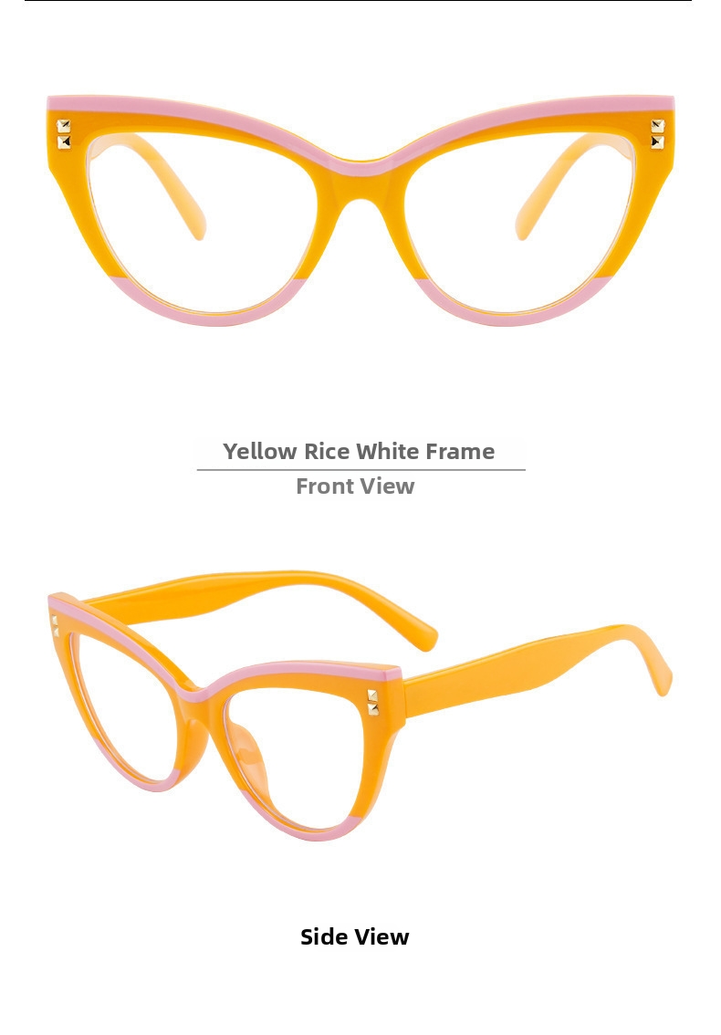 Cat Eye Brille Mit Nieten Für Damen Und Herren Modisches Design_voghion.com