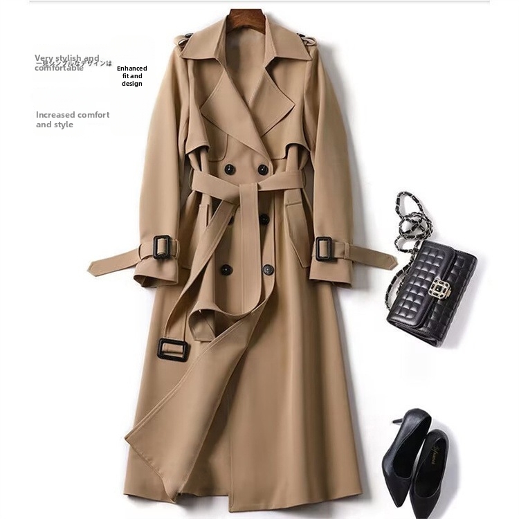 Trench classico da donna stile britannico lunghezza al ginocchio_voghion.com