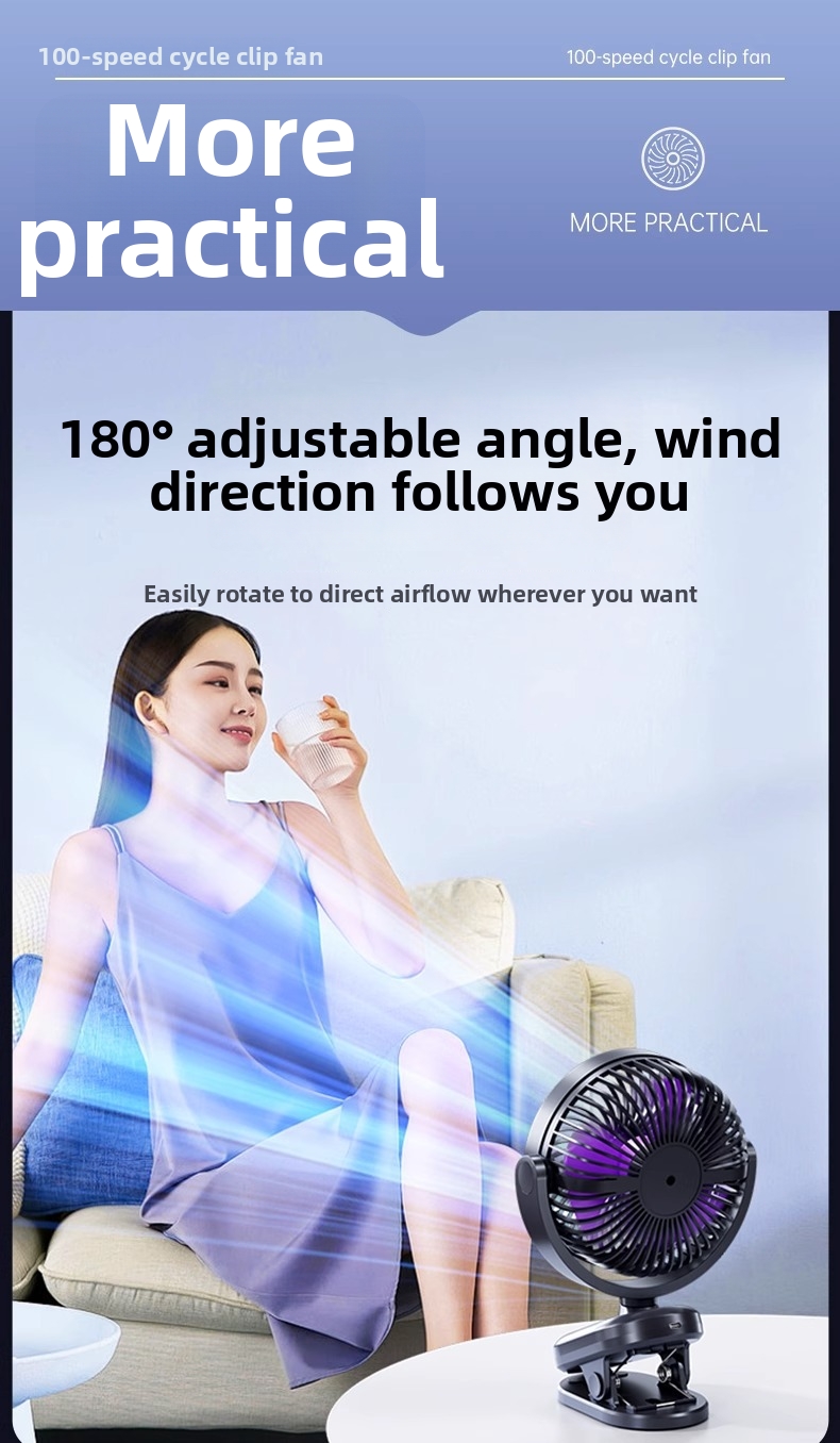 Ventilateur oscillant à clip avec veilleuse pour maison_voghion.com
