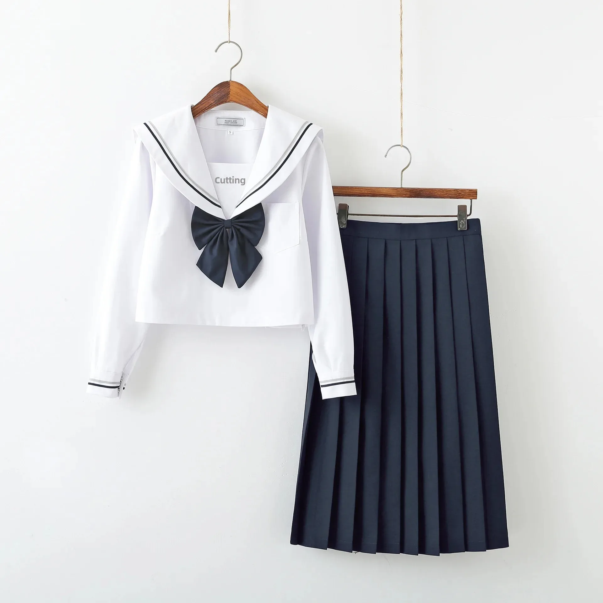 Genuine student pleated skirt, long skirt, Japanese base uniform for elementary school students, set