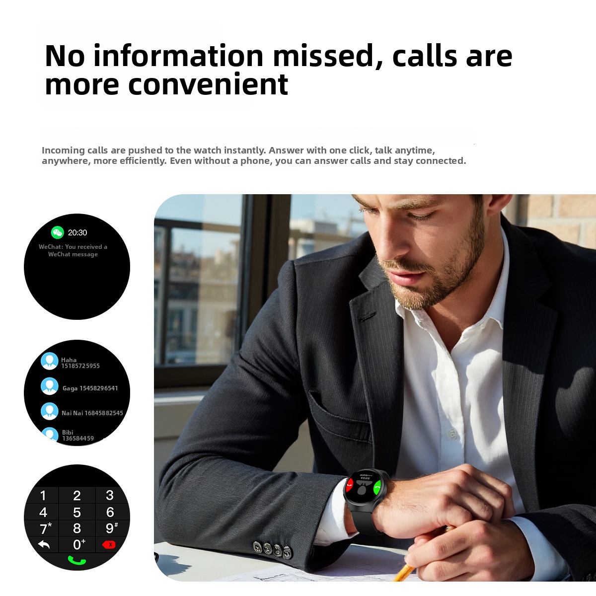 Watch5 Round Screen Smartwatch Bluetooth Calling Health Reminder Consumer Electronics_voghion.com