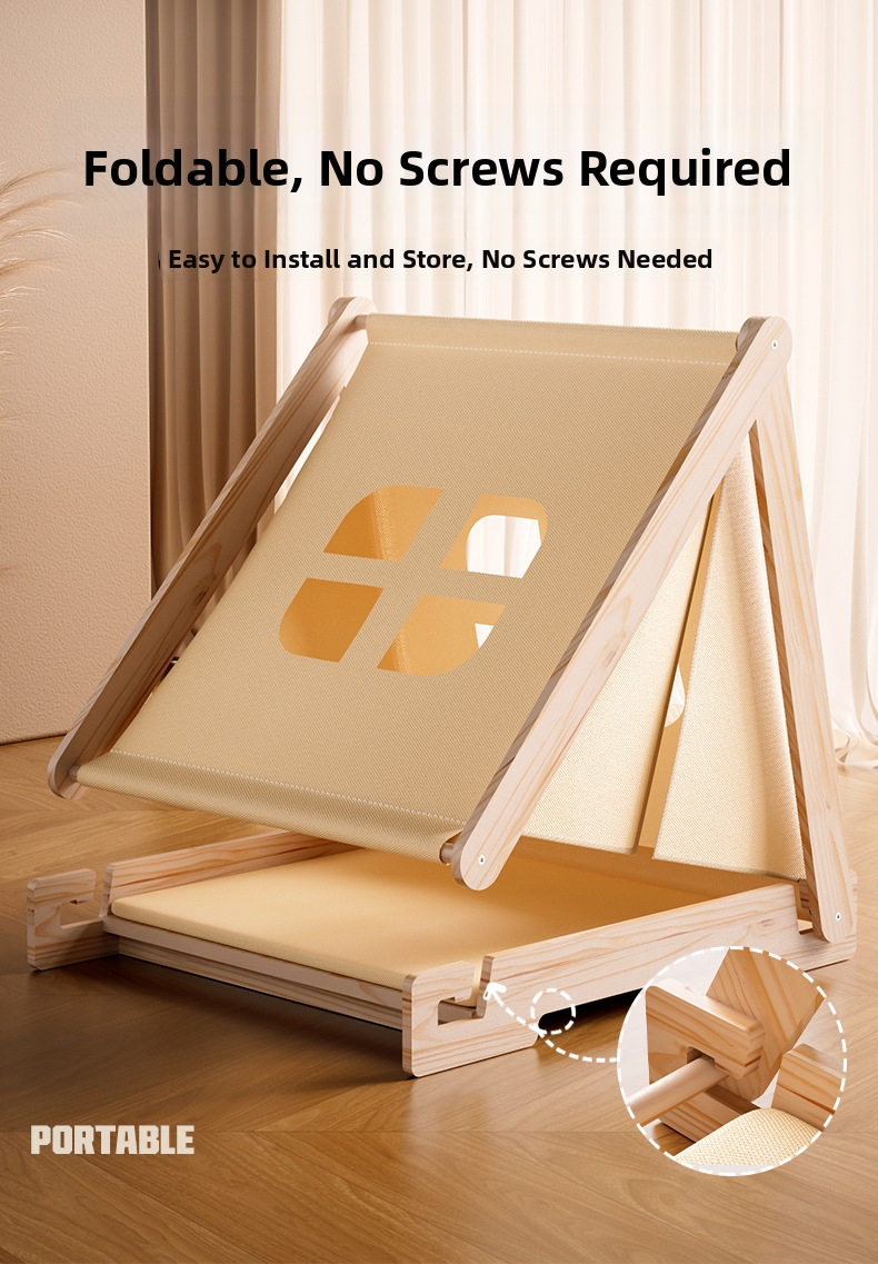 Solid Wood Pet Tent Bed For Cats And Small Dogs All Season Comfort_voghion.com